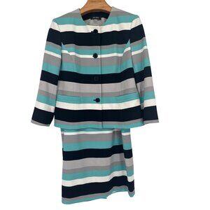 Nine West Womens suba Striped 2-Piece Skirt Suit Size 12 ponte knit